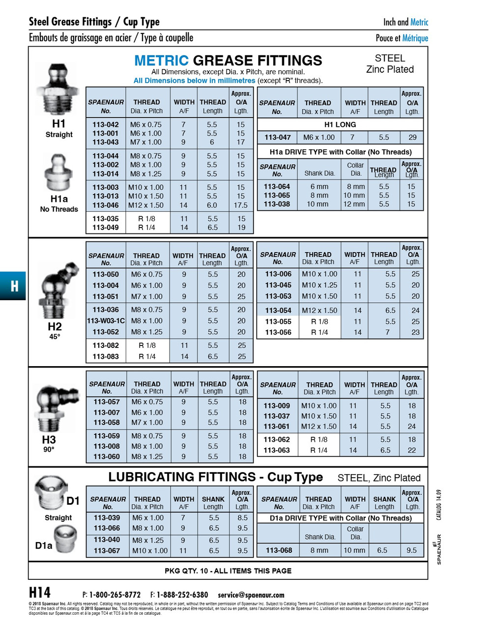 Grease Fitting Bm 10 X 1.25 Steel Plain 45 Degree /H2 M10X1.25   113-045