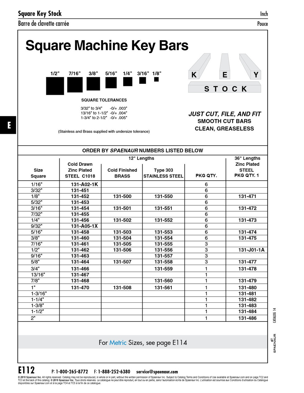 Square Keystock 1/4" Square X 36" Lg Steel Zinc Plated   131-473