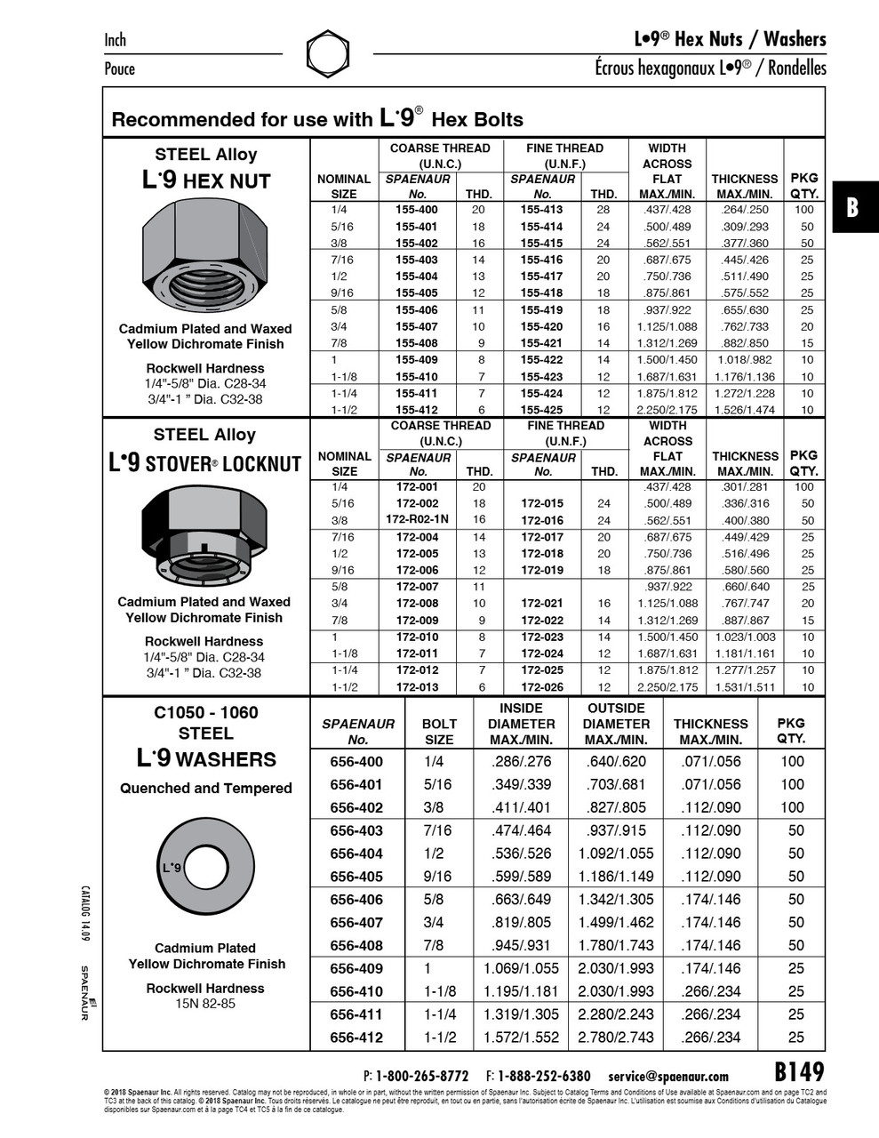 Hexagon Nut 1"-8 Unc Lamalloy L9 Zinc Dichromate   155-409