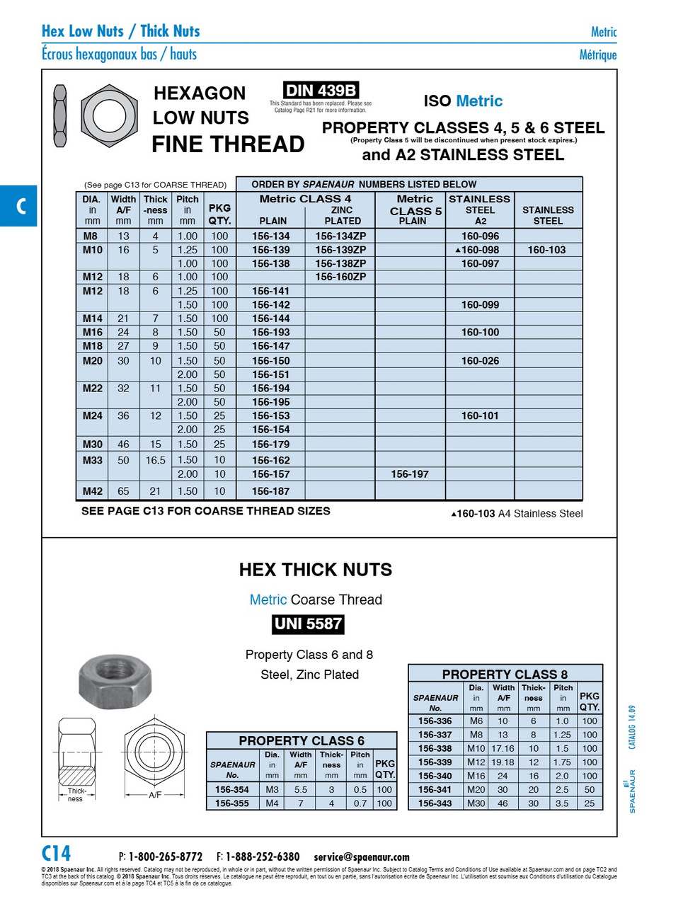 Hex Low Nut Din 439B M33 X 2.00 Fine Pitch Cl 04 Steel Plain Din 439B/04/Fine M33X2.00   156-157