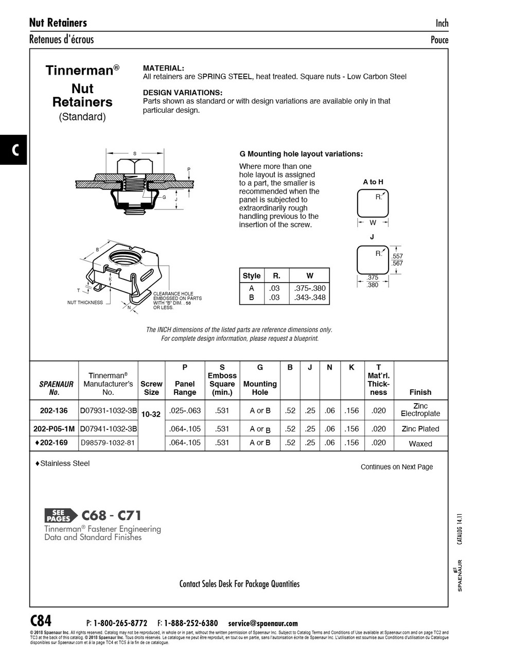 Speed Grip Nut Retainer #10-32 Unf(.064"-.105"Panel Range) Spring Steel Zinc Plated   202-P05-1M