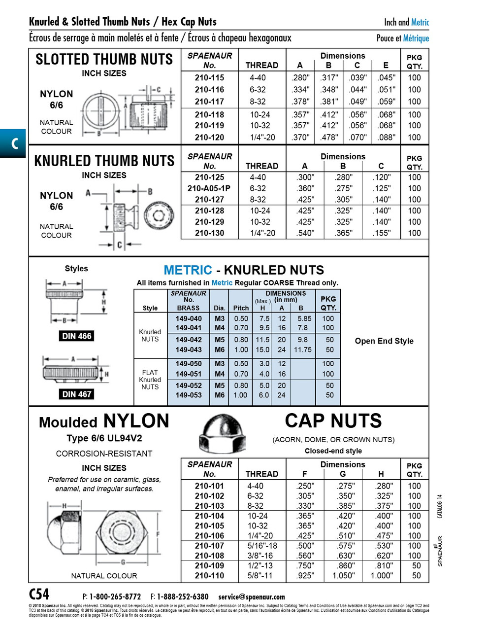 Cap Nut #10-24 Unc Nylon 6/6 Natural   210-104
