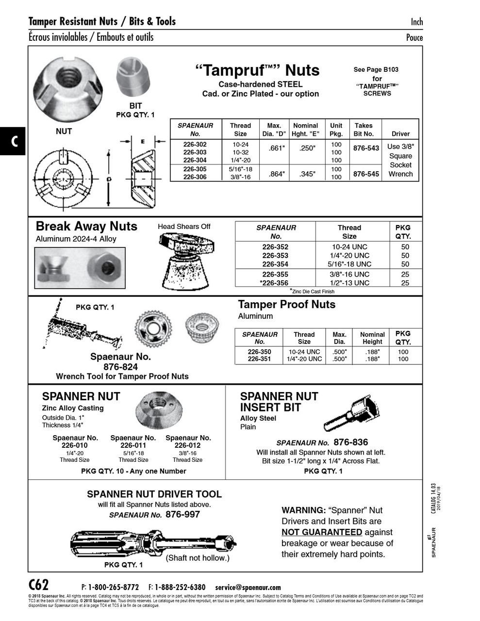 Tamper-Resistant Nuts 5/16"-18 X .864" Od X .345" Ht Low Carb Steel-Case Hard Zinc Plate   226-305