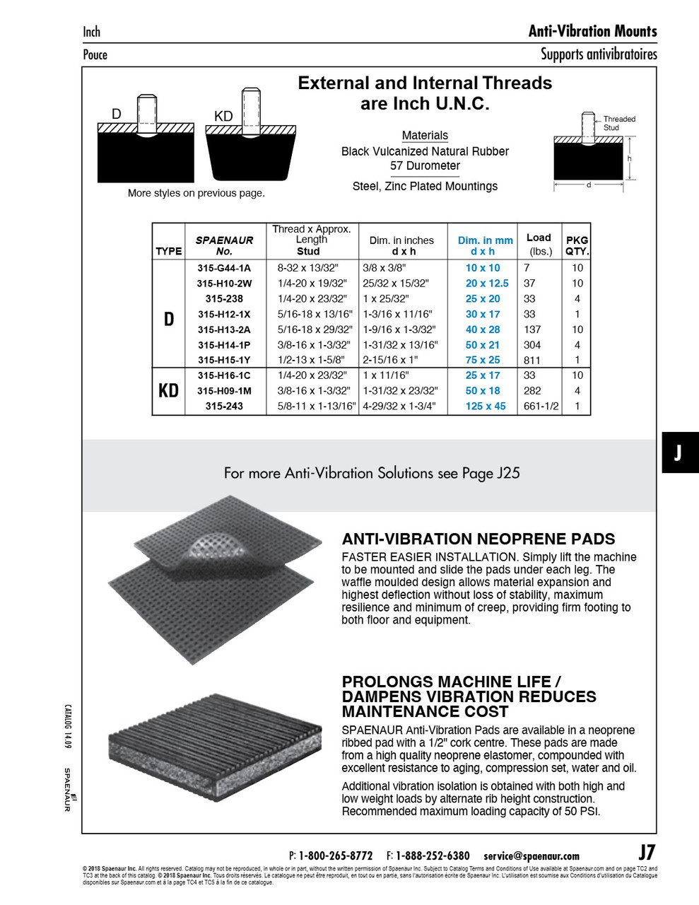 Single-Ended Anti-Vibration Mount 1/4"-20 Unc (25X20) Vulcanized Rubber Duro 57   315-238