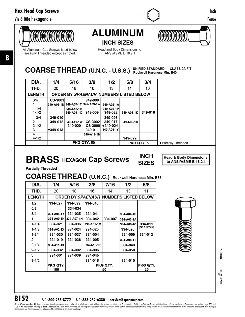 Hex Head Cap Screw Aluminum 1/2 - 13 Unc X 2 Aluminum T2024 Ansi B18.2.1   349-017