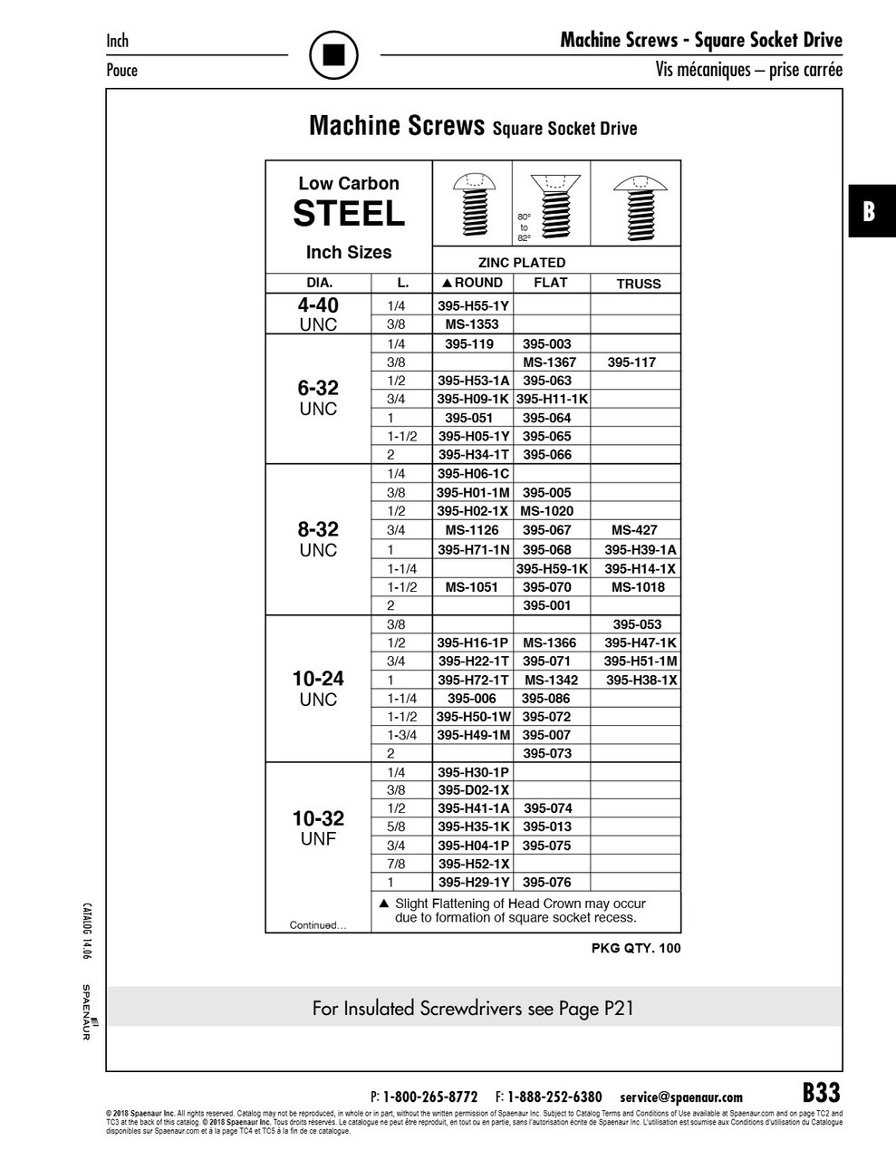 Machine Screw Sq Socket Round Hd #10-32 Unf X 1/4" Lg Low Carbon Steel Trivalent Zinc Ansi B18.6.3-1972   395-H30-1P