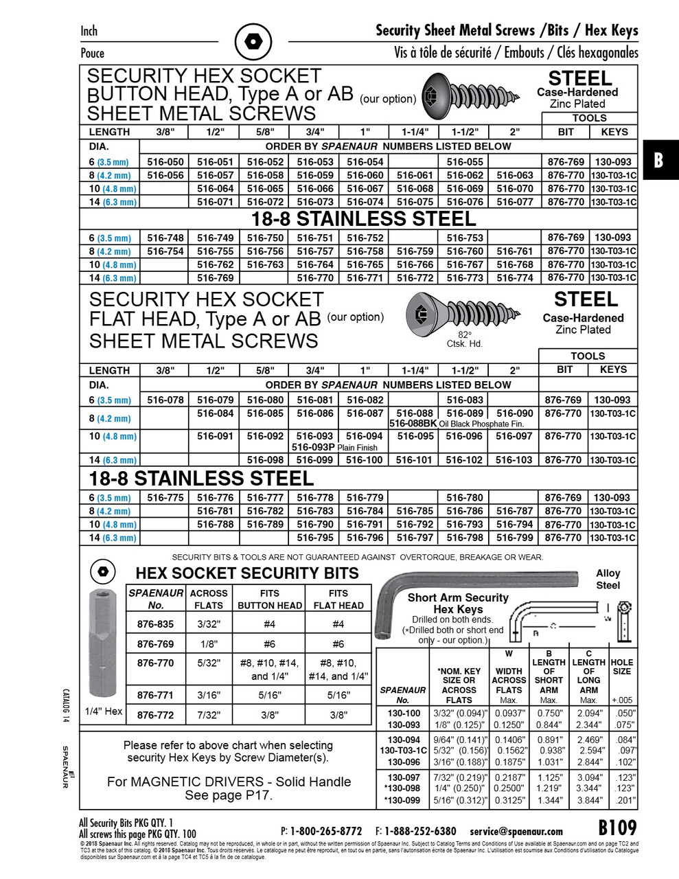 Button Head Tamper-Resistant Pin-Hex Socket Sheet Metal Screw #6 X 3/8" 18-8 Stainless Steel   516-748