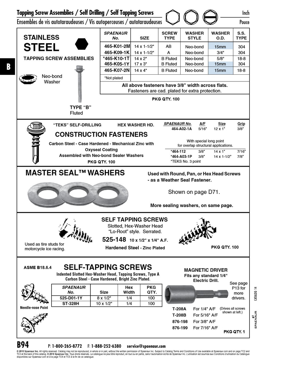 Tapping Screw Slot Indented Hex Washer Headtype A #8 X 1/2" (Hex 1/4" Af) Low Carbon Steel Case Hardened Trivalent Zinc Chromate Ansi B18.6.4-Latest   525-D01-1Y