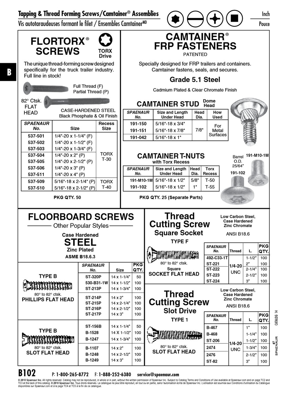 Thread-Forming Floor Screw Torx Flat Ctsk Hd 1/4"-20 X 1 3/4" Lg (T30 Recess) Low Carbon Steel Case Hardened Black Phosphate & Oil   537-503