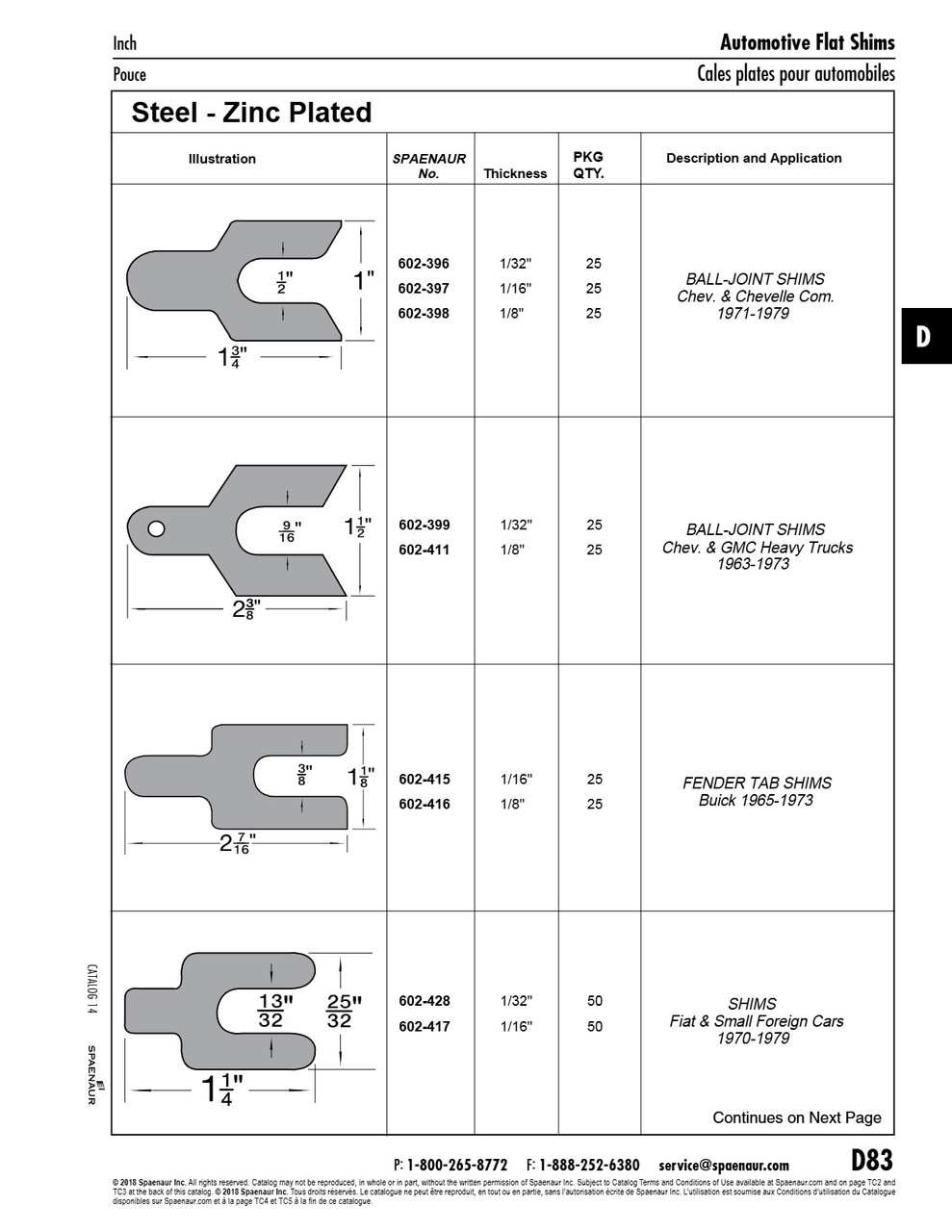 Shim Ball-Joint 1 3/4" Lg X 1" W. 1/32" Thickness 1/2" Slot Width Low Carbon Steel Zinc Plated   602-396
