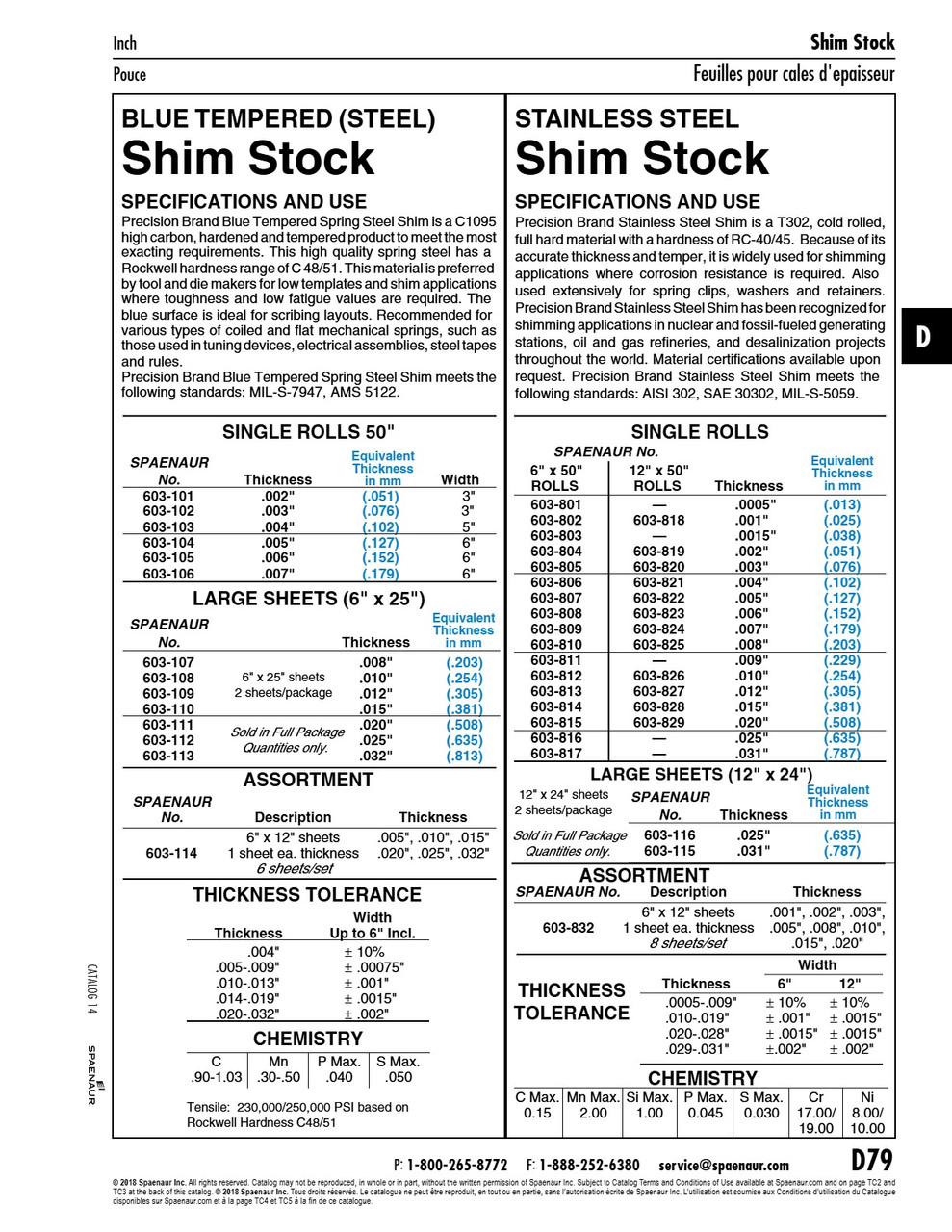 Shim Stock .004"(.102Mm)Th X 6" X 50" Roll T302 Stainless Steel Plain 50" Per Pack   603-806