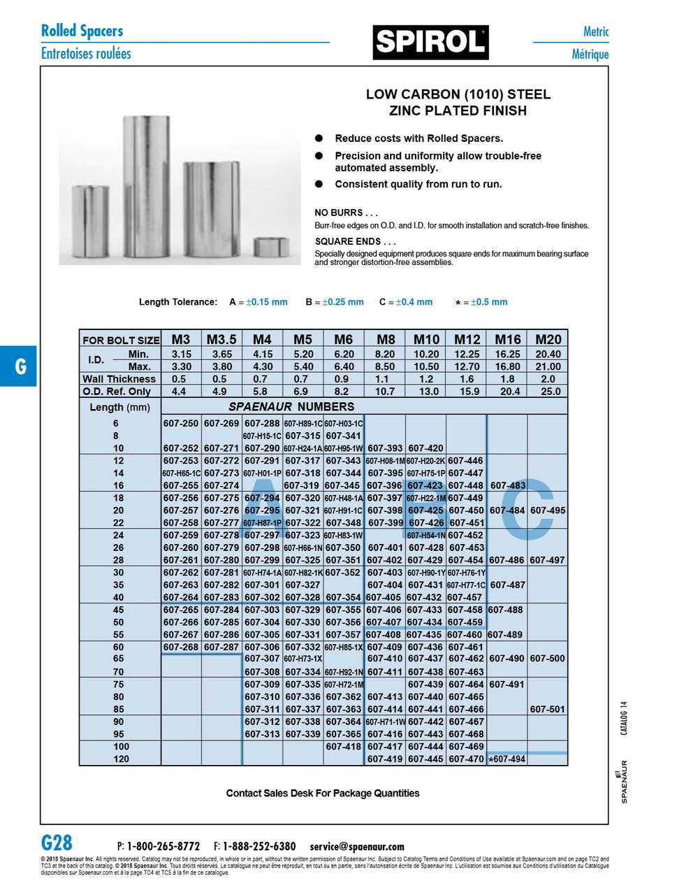 Spacer Buttite Rolled Metric Standard Duty For M3 Bolt 24Mm Lg 0.5Mm Wall Th Low Carbon (1010) Steel Zinc Pl   607-259