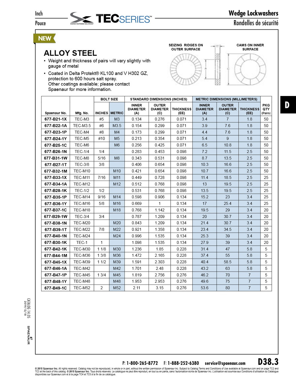 Tec Series Wedge Washer Bolt Size 1" Glued Pairs 27.9Mm Id X 39Mm Od X 3.4Mm Thick Carbon Steel Delta Protekt Zinc Flake   677-B30-1K