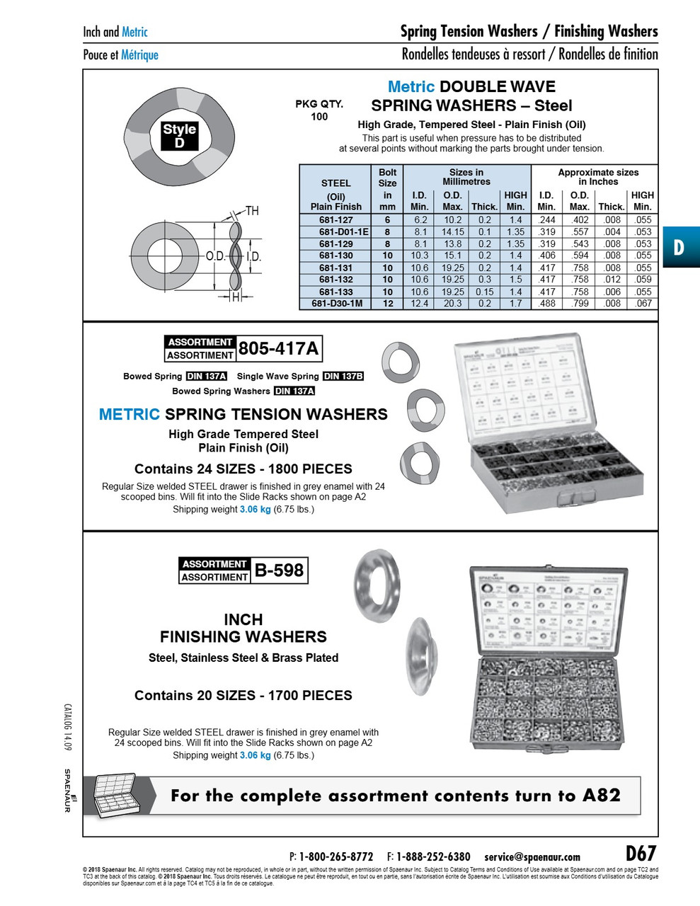 Double Wave Spring Washer Metric Bolt Size M8 8.1Mm Id X 14.15Mm Od X 0.1Mm Th Spring Steel Heat Treated Plain   681-D01-1E