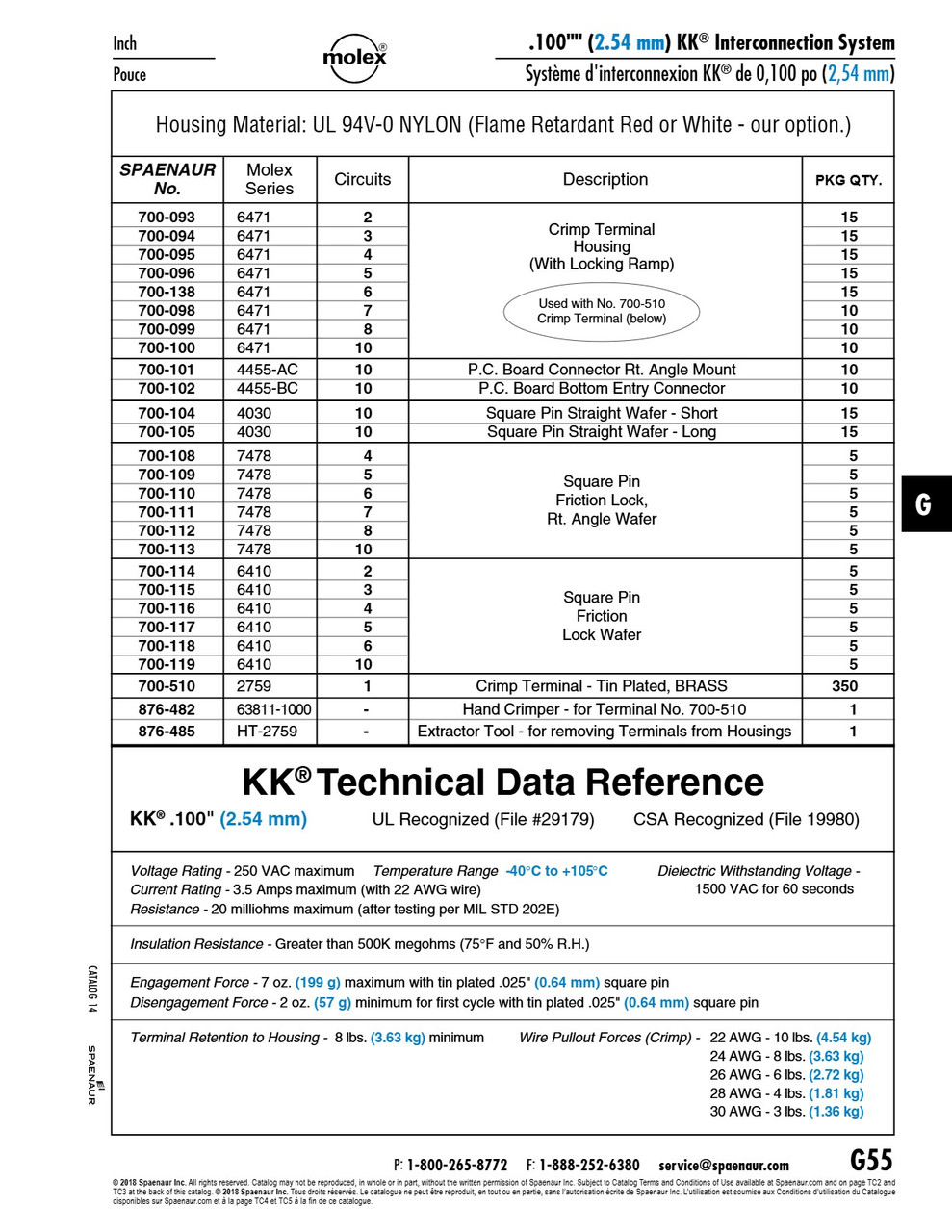 Crimp Terminal Kk Interconnection System Centre Spacing .100"(2.54Mm) Series 2759 Tl #22-30 Awg Brass Tin Plate   700-510