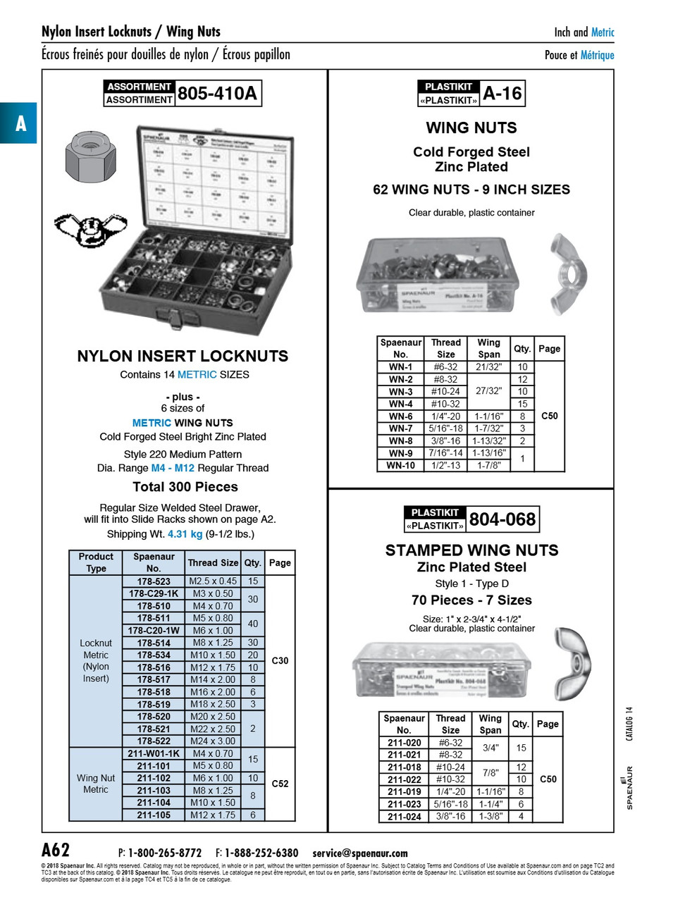 Assortment Of Metric Nylon Insert Hex Locknuts And Metric Wing Nuts Steel In Metal Box   805-410A