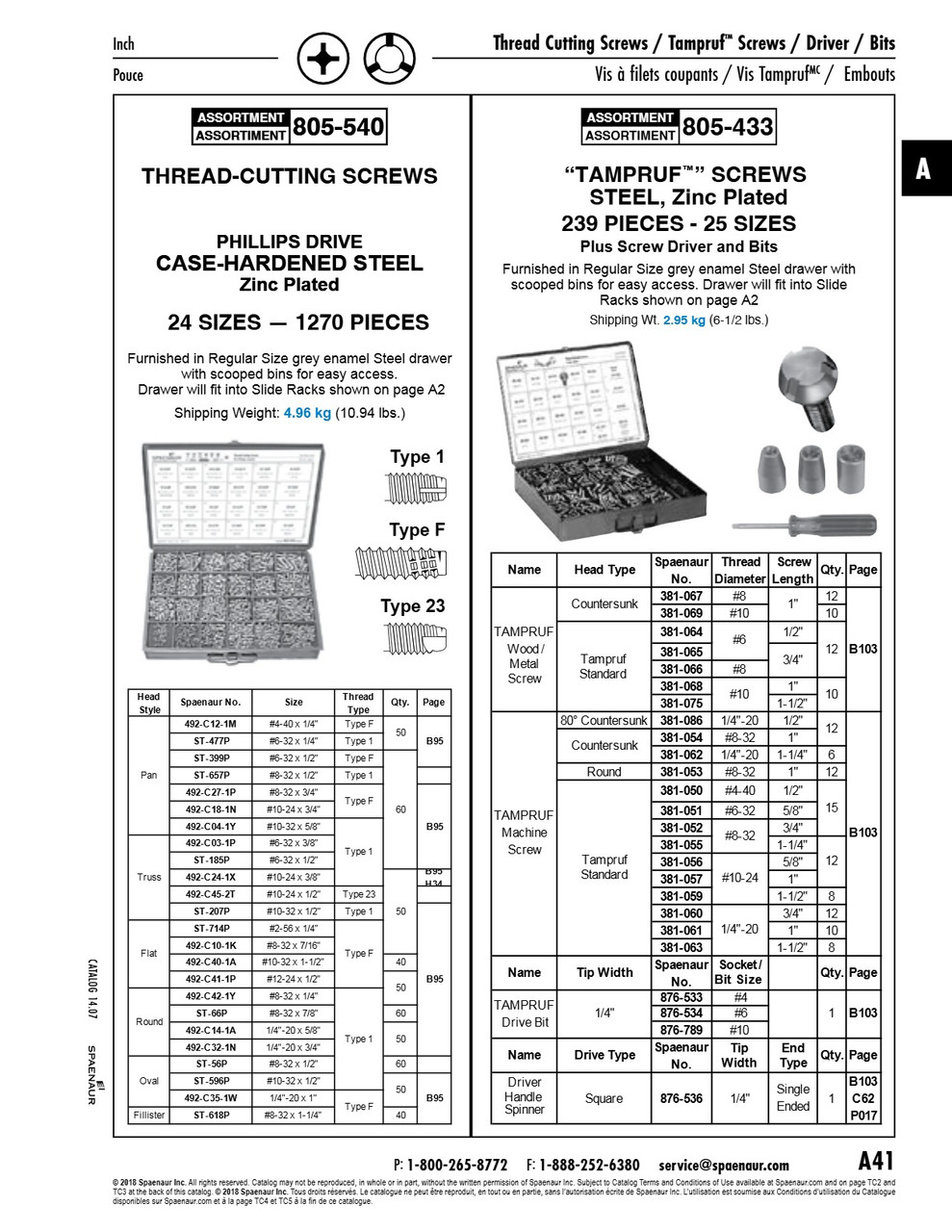 Assortment Of "Tampruf" Machine & Tapping Screws With Sockets & Driver 21 Sizes 237 Pcs In Metal Box   805-433