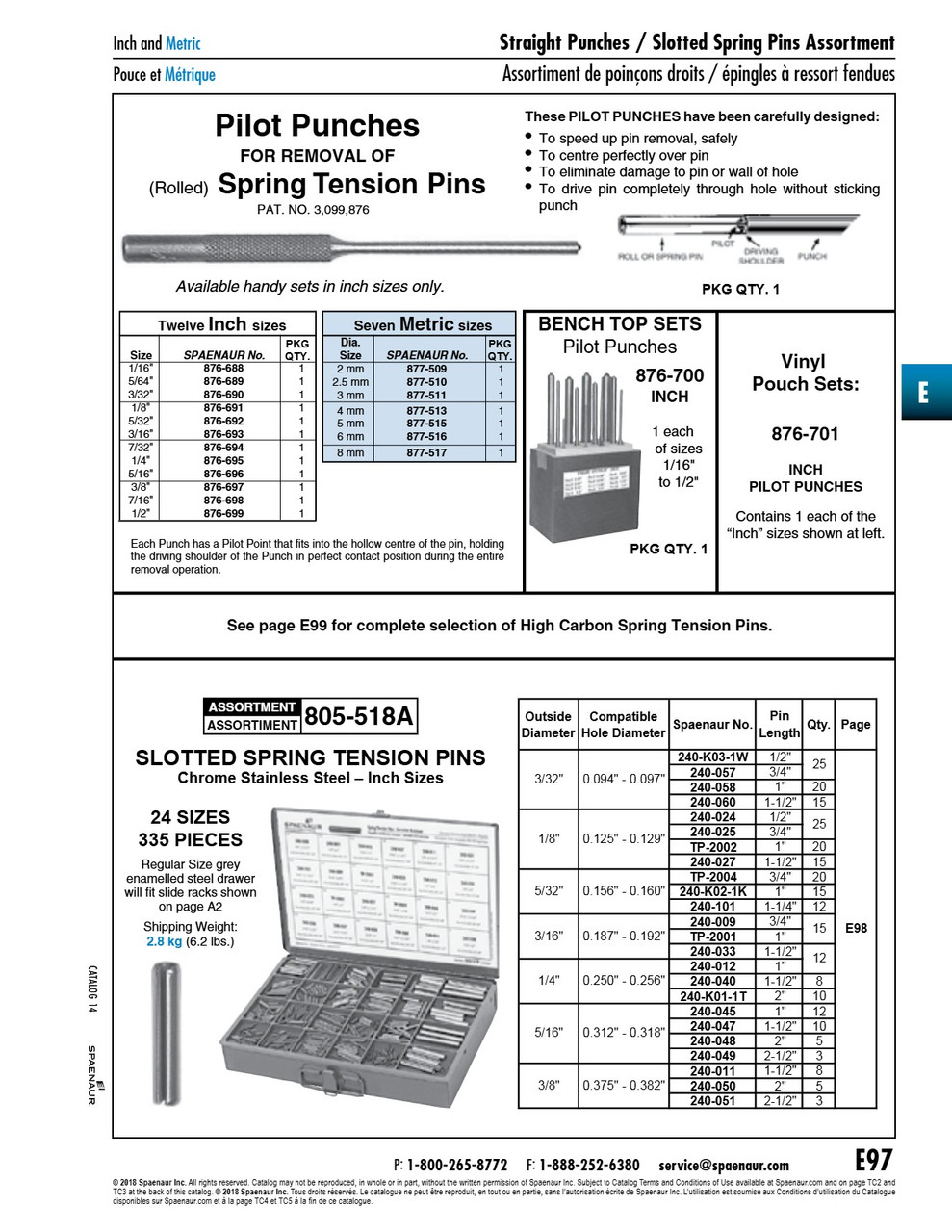 Assortment Of Corrosion Resistant Steel Spring Tension Pins   805-518A