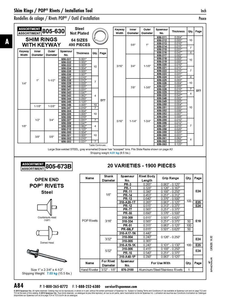 Assortment Of Steel Arbor Spacers With Keyway Inch Sizes In Metal Box   805-630