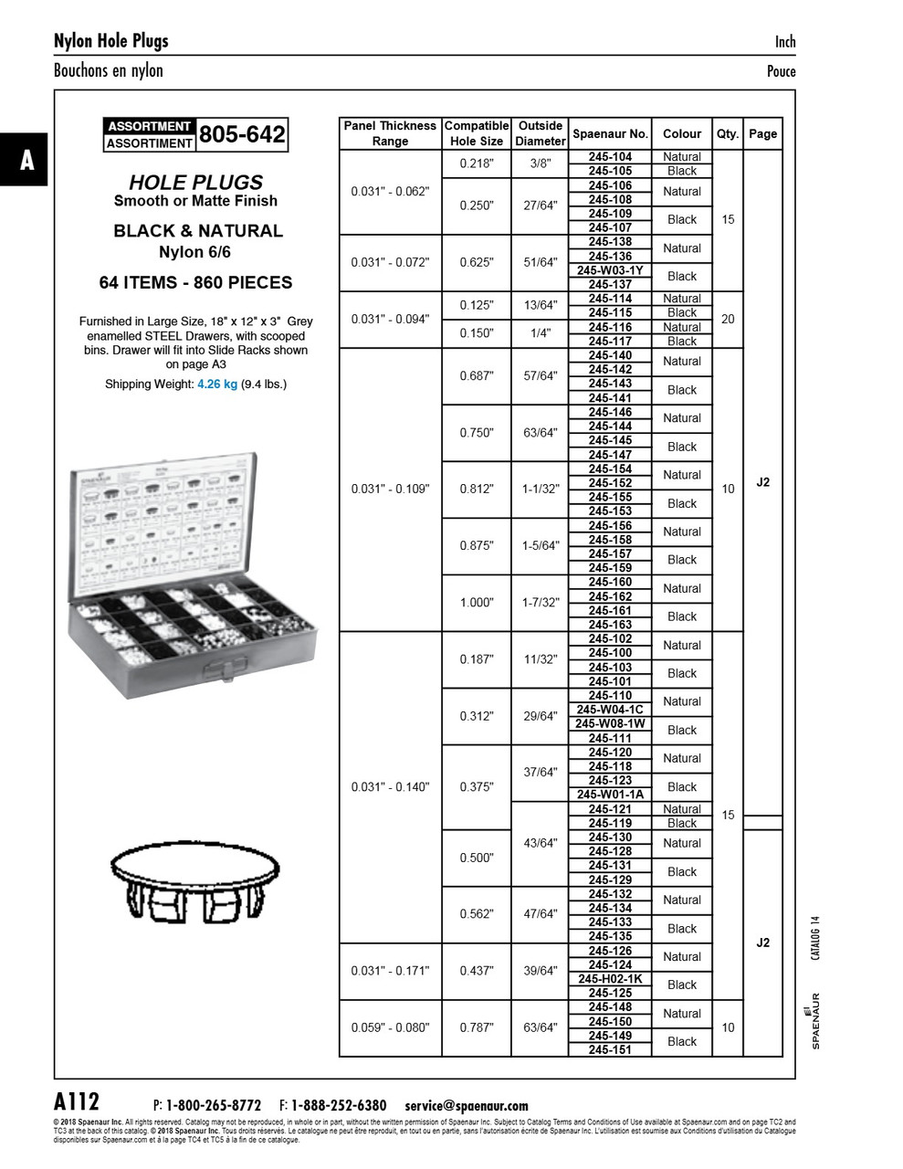 6/6 Nylon Hole Plug Assortment   805-642
