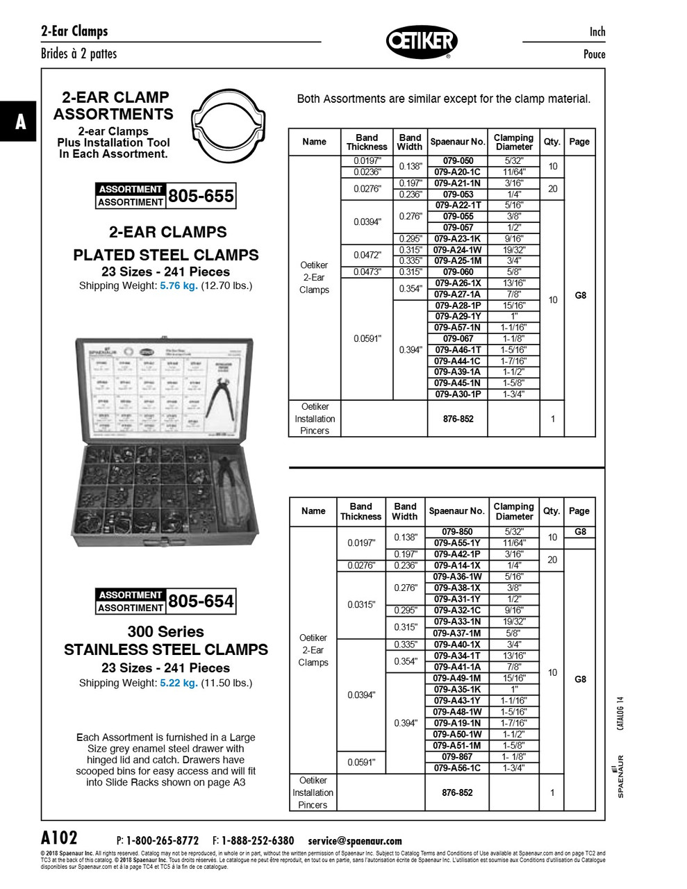Assortment Of 2-Ear Hose Clamps Steel   805-655