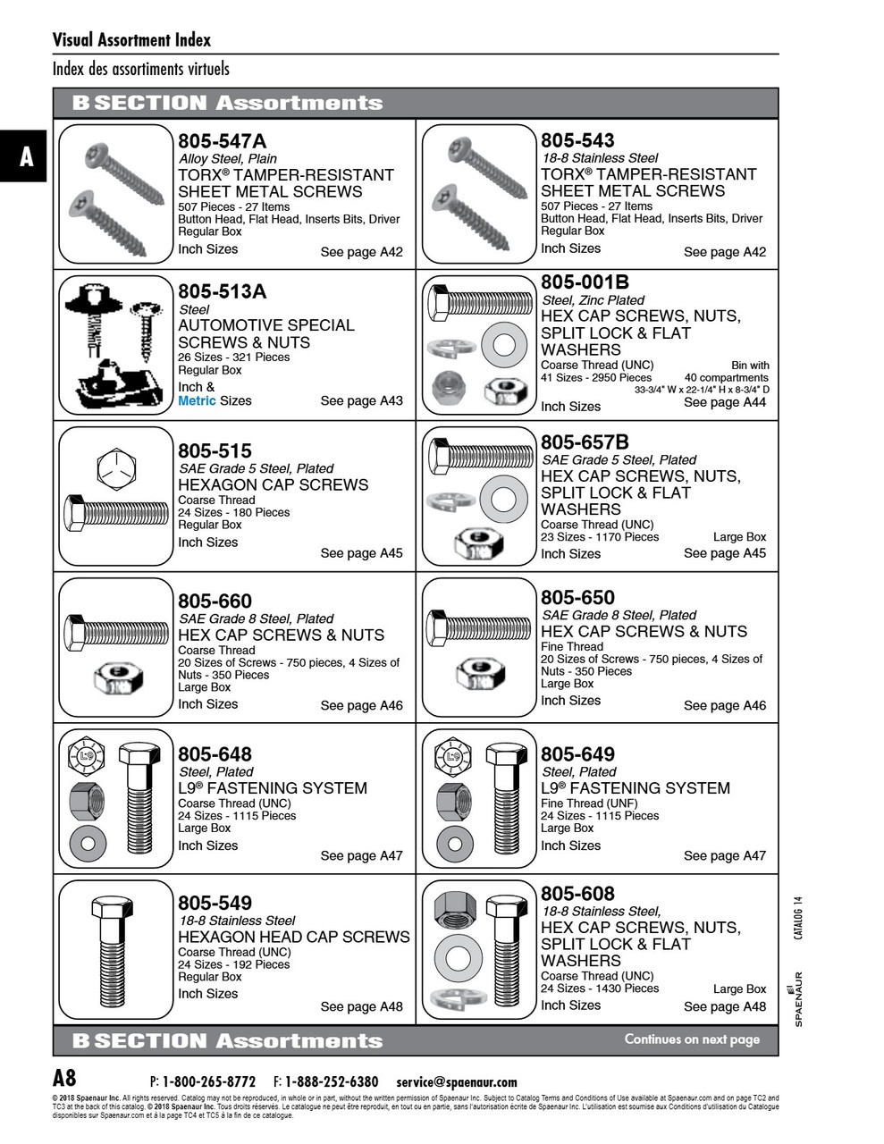 Assortment Of Gr 8 Hex Cap Screws (Unc) & Nuts   805-660
