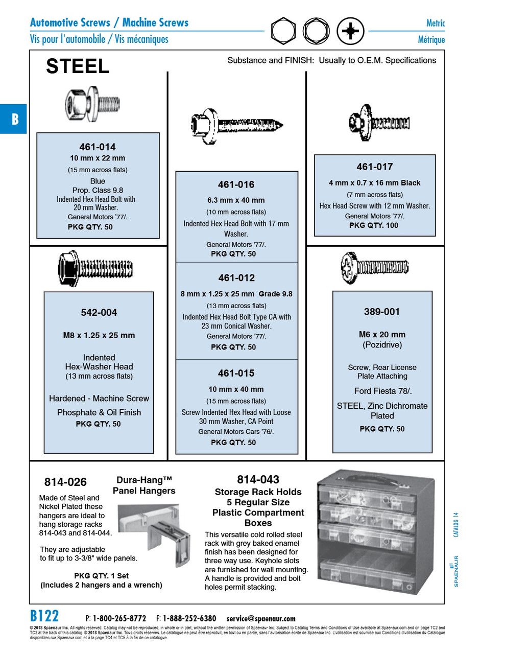 "Dura-Hang" Panel Hanger To Hang #814-043 Or 814-044 Rack (2 Brackets Per Set) W/Wrench Steel Nickel Plated   814-026