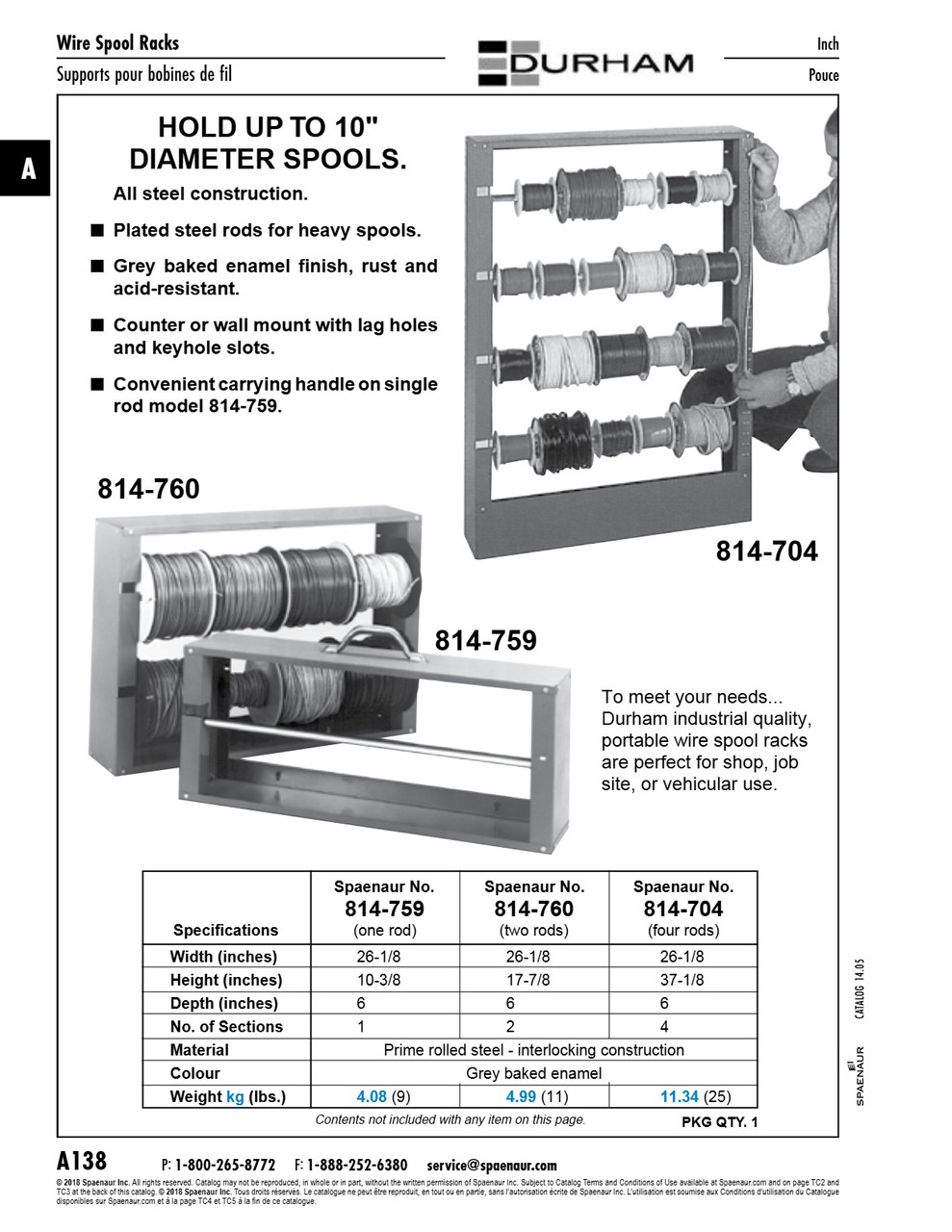 Wire Spool Rack With 4 Sections 26 1/8" W X 37 1/8" H X 6" D Steel Gray Baked Enamel   814-704