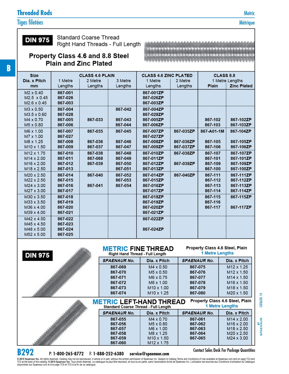 Fully Threaded Rod Din 975 M2.5 X 0.45 X 1 Metre Lgth Cl 4.6 Steel Plain Din 975/4.6 M2.5X1000   867-026