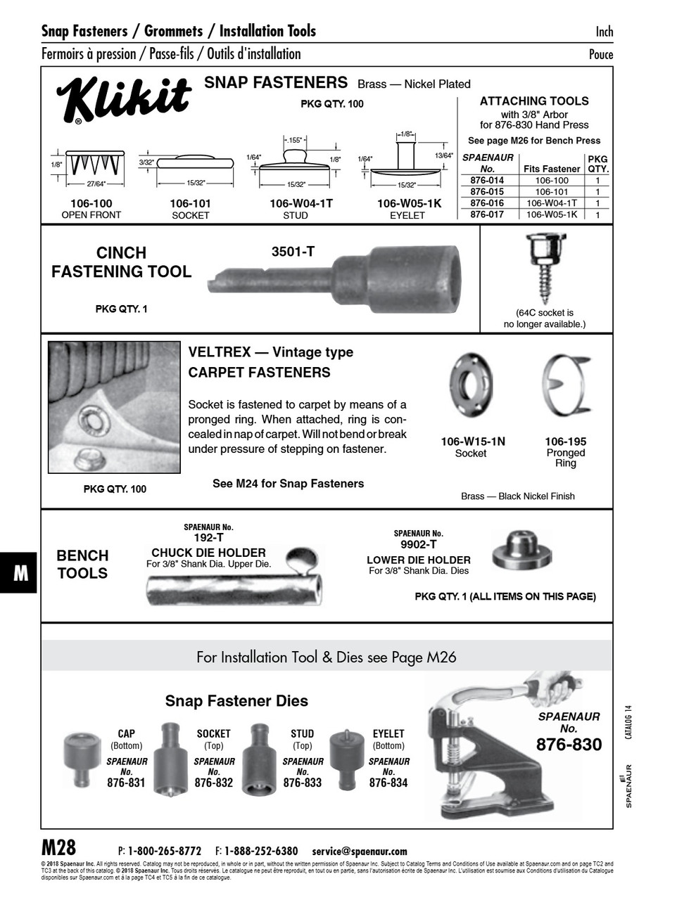 Snap Fastener Attaching Tool For (106-101) Klikit Socket Steel   876-015