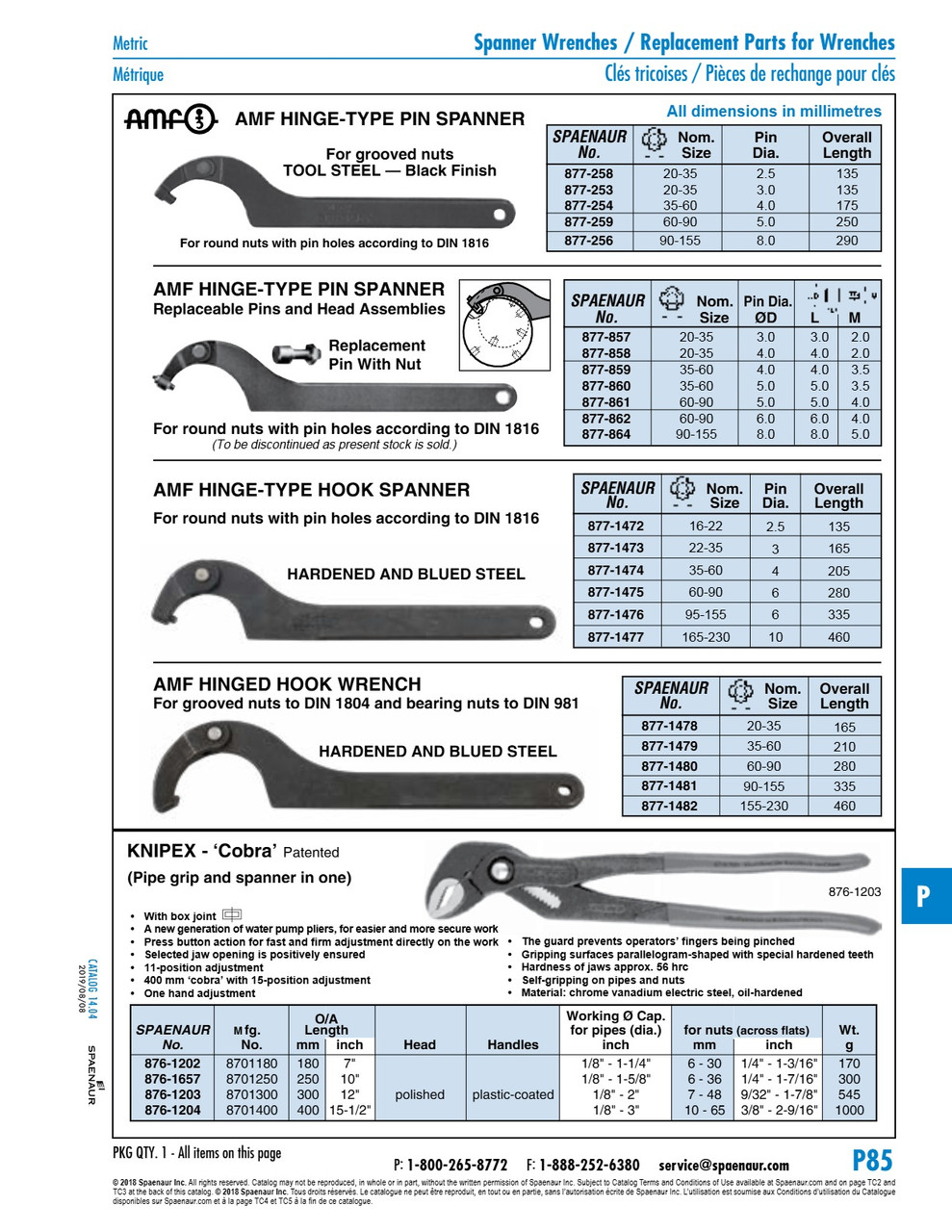 "Cobra" Pliers For Pipes 1/8"-1 1/4" Dia 180Mm (7") Long Chrome Vanadium Steelpolished Head Plastic-Coated Handles   876-1202