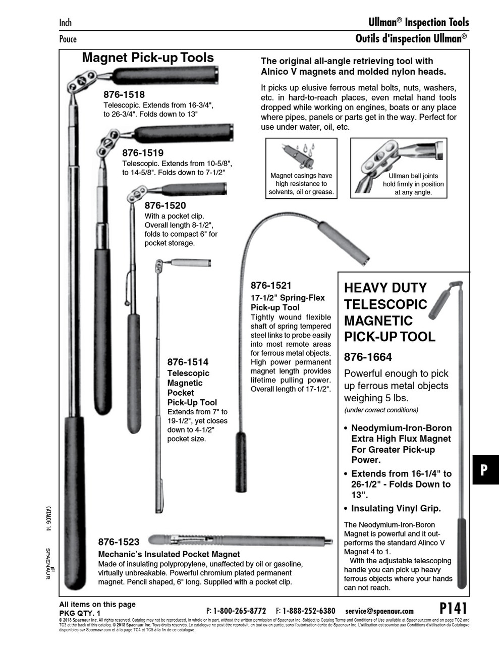 Magnetic Retrieving Tool Folds To 6" 8 1/2" Steel Chrome Plated   876-1520