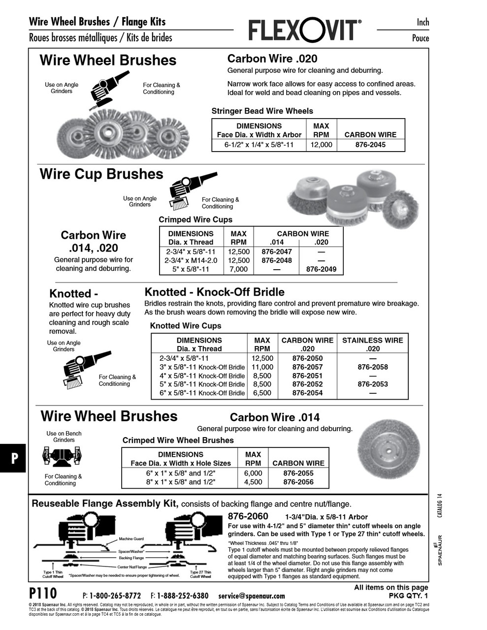 Crimped Wire Wheel Brush 8" D X 1" Face Wdth (With 1/2" & 5/8" Id Adaptors) .014 Carbon Wire   876-2056