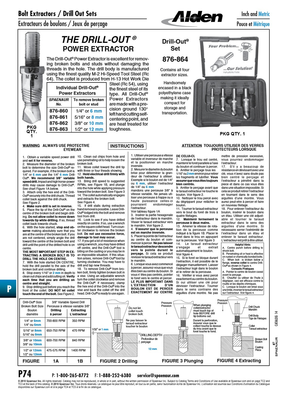 Broken Bolt Extractor Removes 1/2" M12 Dia Hss   876-863
