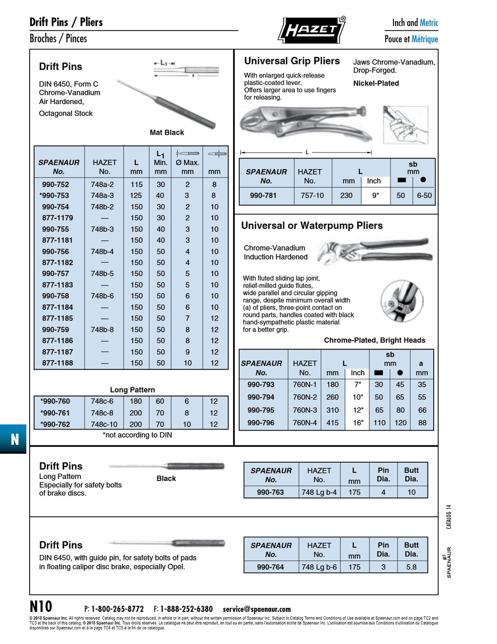 Drift Pin Punch Octagonal Stock With 3Mm Guide Pin 5.8Mm X 175Mm Chrome Vanadium Mat Black   990-764