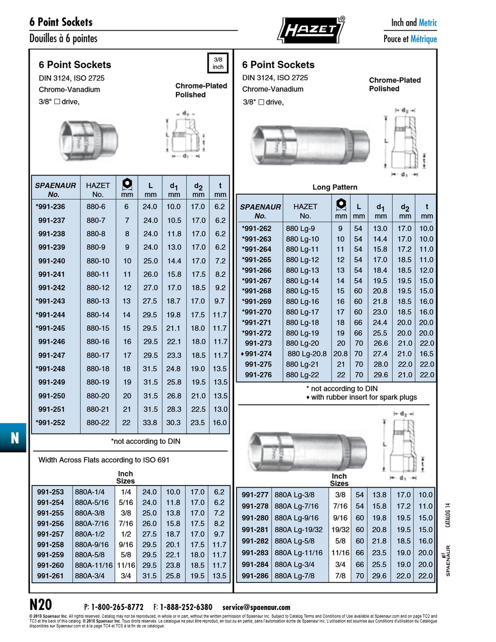 3/8" Drive Socket Six Point 18Mm Chrome Vanadium Chrome Plated Polished   991-248
