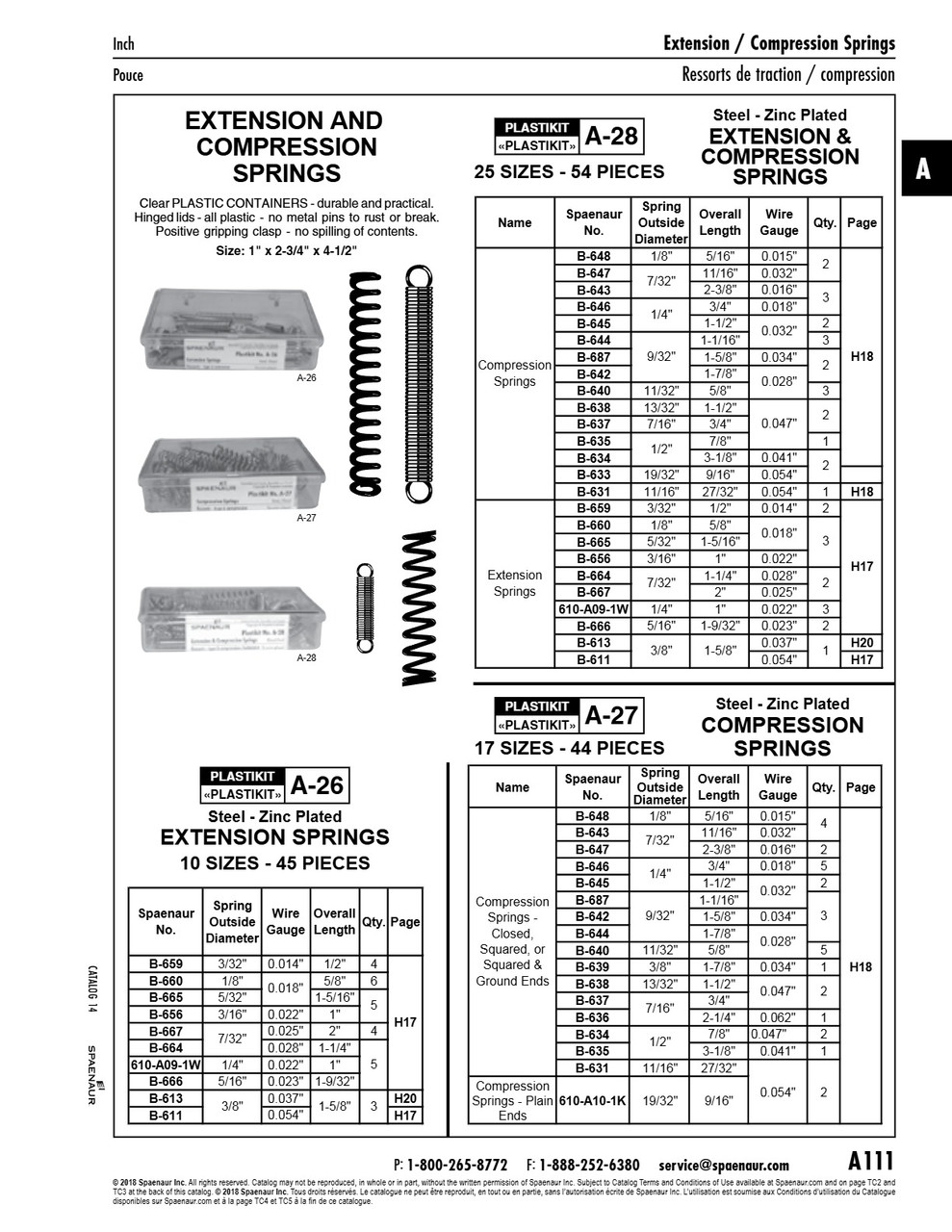 Plastikit Of Extension Springs 10 Sizes 45 Pcs Steel Zinc Pltd   A-26