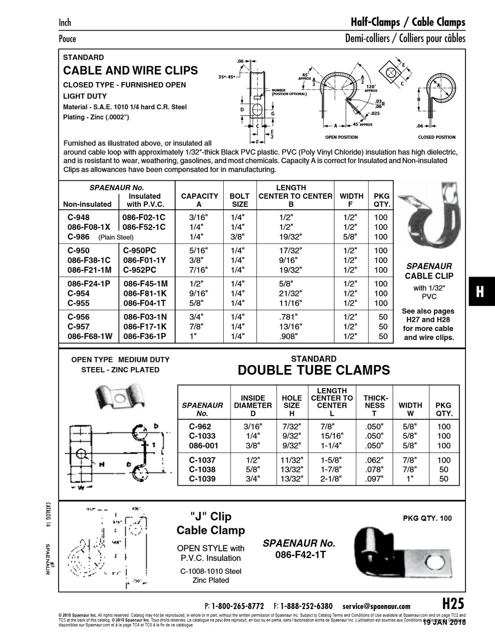 Cable & Wire Clip Light-Duty Closed Type - Furnished Open 5/16"Dia Capacity .562" C To C Steel Hot Dipped Galvanized Black Vinyl Cushion   C-950PC