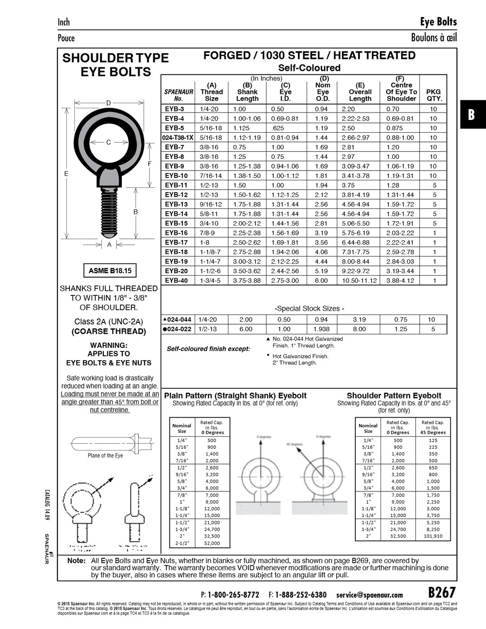 Eye Bolt Shoulder Type 1/2"-13 Unc X 1-1/2"; 1-3/16" Eye Id; 2-1/16" Od 1030 Drop Forged Steel Plain Ansi B18.15   EYB-12