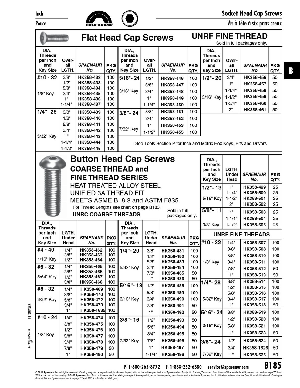 Holo-Krome Hex Socket Cap Screw Button Head #10-32 Unf X 7/8" Alloy Steel Plain Finish Holo-Krome #65012   HK358-512