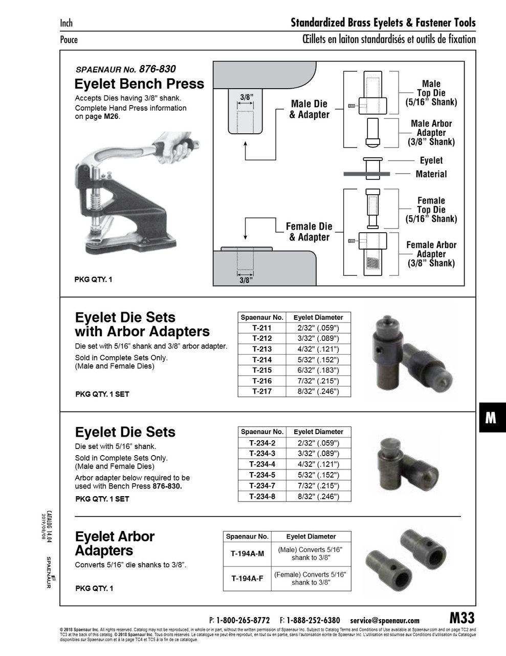Setting Dies For Standard Interchangeable Hand Setting Tool Size To Fit Usmc-Se-83 Series   T-234-8