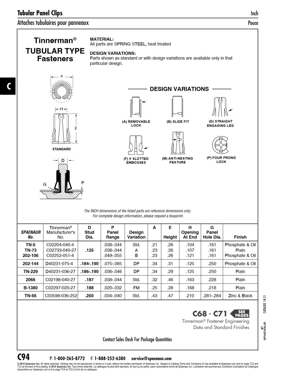 Stud Retainer Tubular Type For Stud Dia 1/8"Panel .038-.044" Spring Steelheat Treated Plain   TN-73