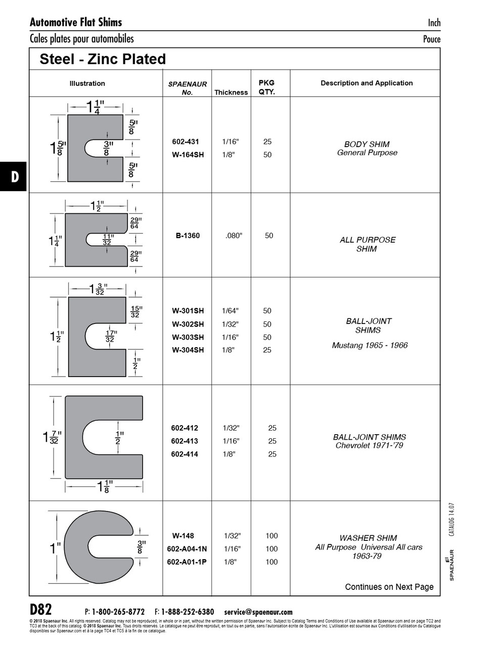 Ball-Joint Shim For Mustang 65-66 1 3/32" Lg X 1 1/2" W. 1/32" Thickness 17/32" Slot Width Low Carbon Steel Zinc Plated   W-302SH