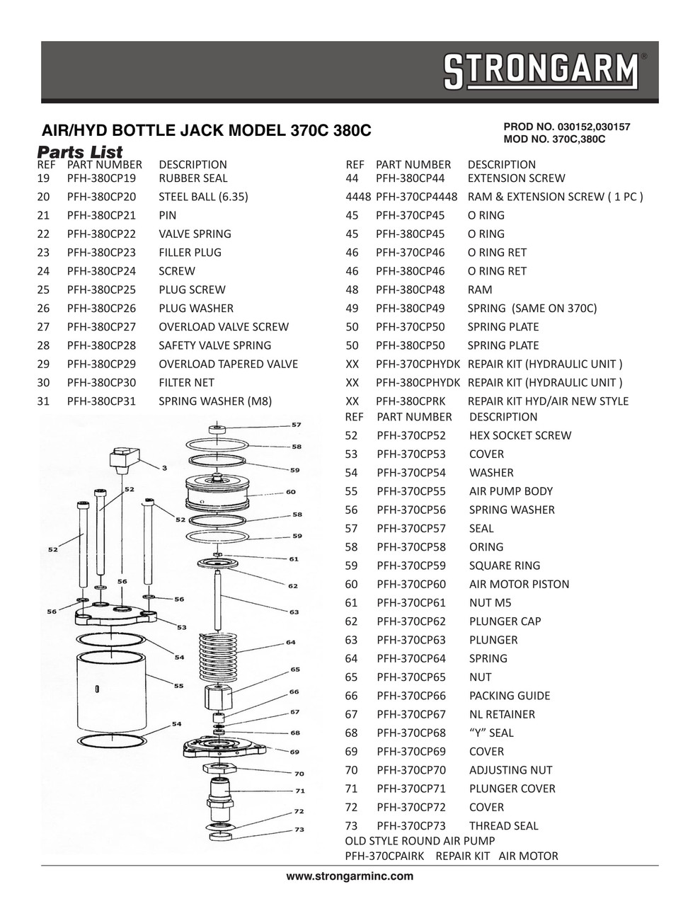 12 Ton Air-Hydraulic Bottle Jack  030152