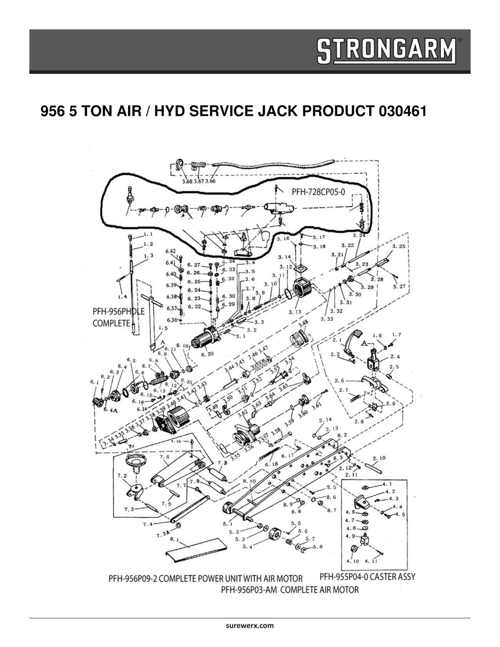 5 Ton Air/Hydraulic Heavy-duty Service Jack  030461
