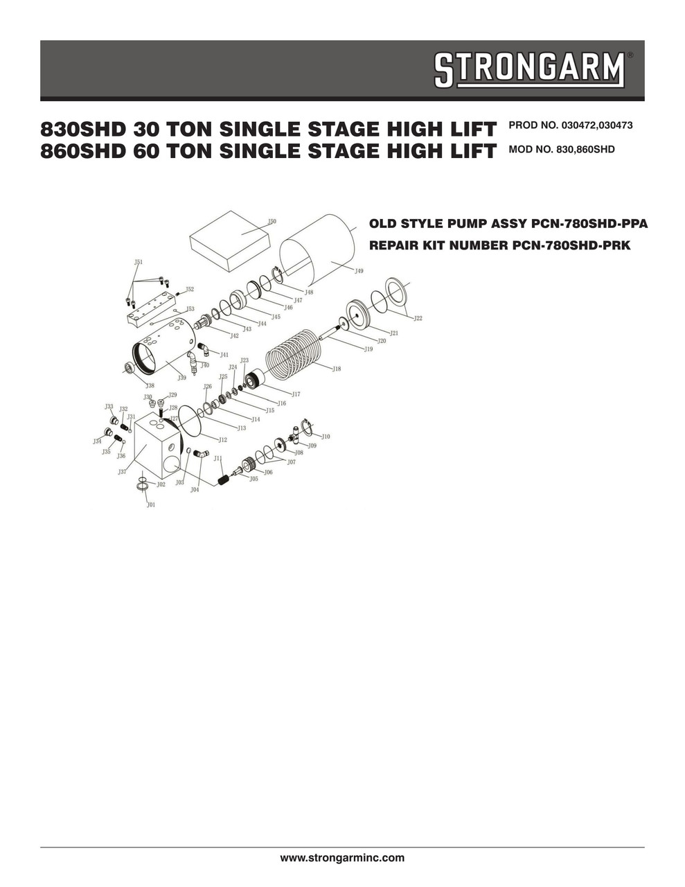 60 Ton Single Stage High Lift Air/Hydraulic Service Jack  030473