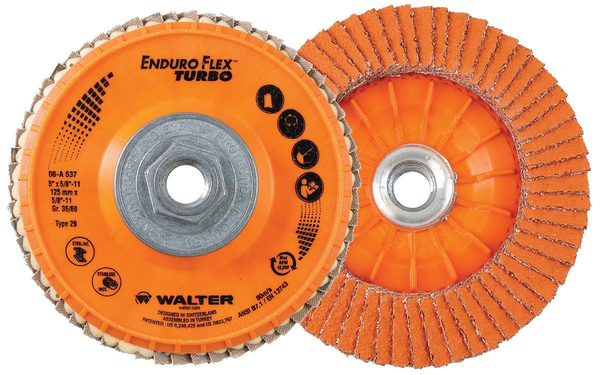Enduro-Flex Turbo® 10 Pc. 5 x 5/8"-11 36/60G Flap Disc   06A537