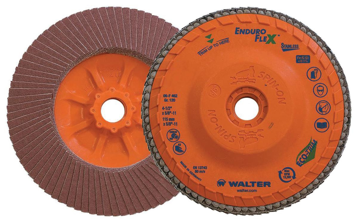 Enduro-Flex Stainless® 10 Pc. 4-1/2 x 5/8"-11 120G Flap Disc   06F462