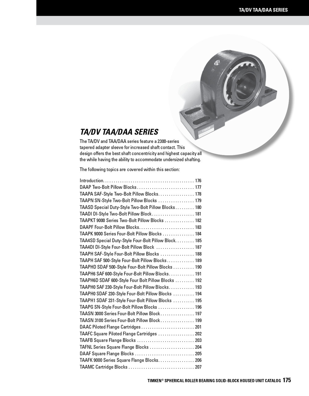 1-15/16" Timken DV Replacement Bearing & Seal Kit - Taper Lock Adapter - Teflon Labyrinth Seals  DV115KITST