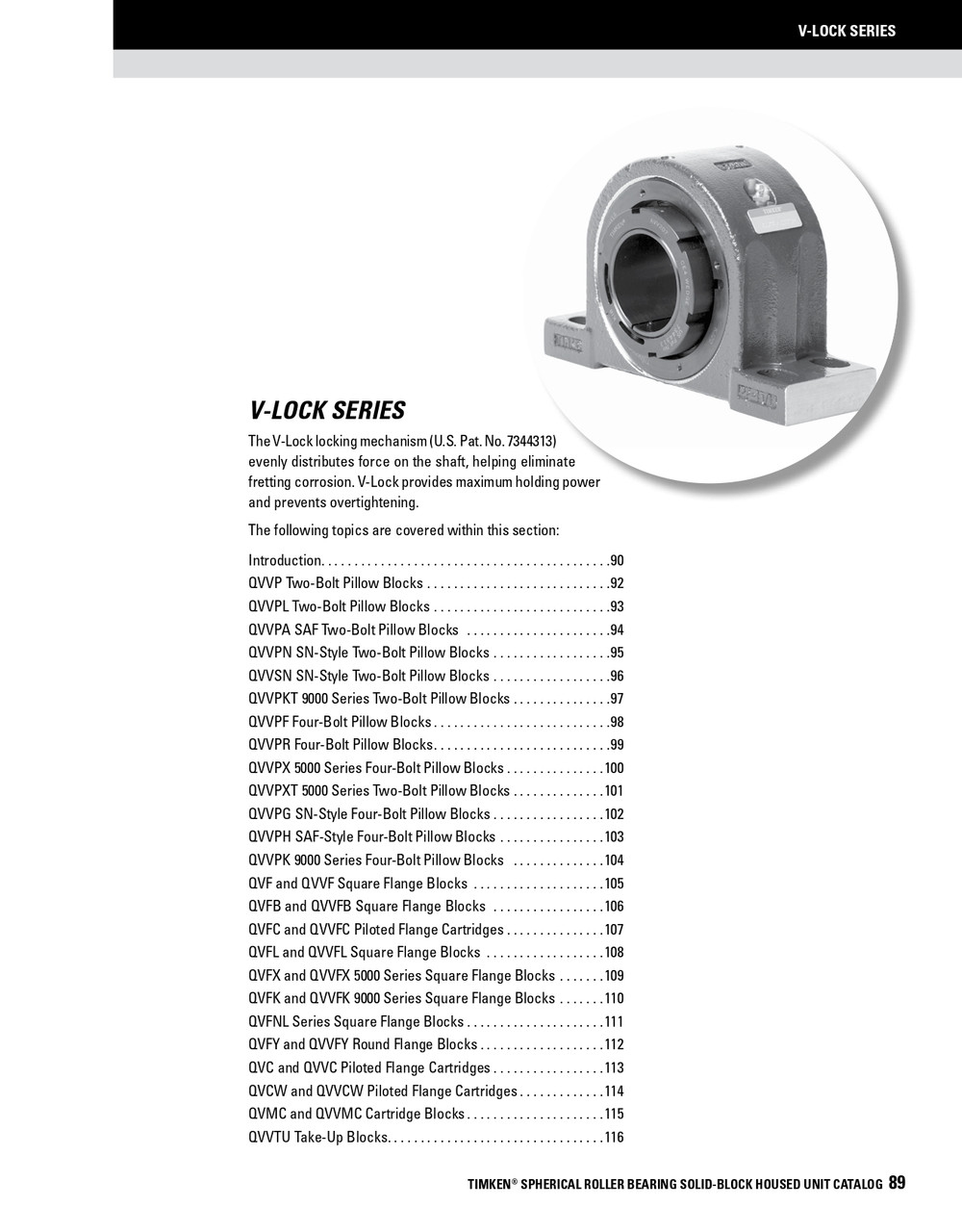 1-15/16" Timken QVV Replacement Bearing & Seal Kit - Double V-Lock® - Teflon Labyrinth Seals  QVV115-11KITST
